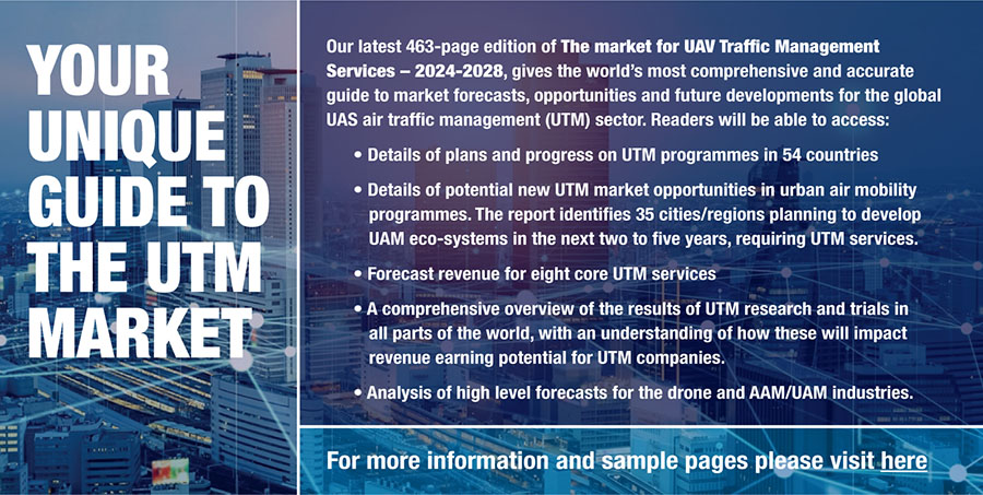 Advert for UAV Traffic Management report. Click for more info